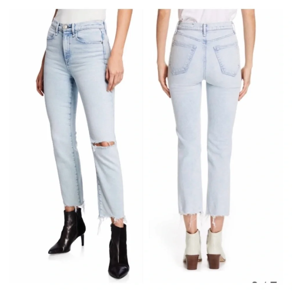 Rag & Bone Ankle Cigarette Jeans In Dean Wash Fray‎ Hem 28 Light Wash Bleached